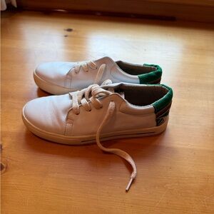 Women’s White and Green Leather Spanish Design Sneakers Size 8